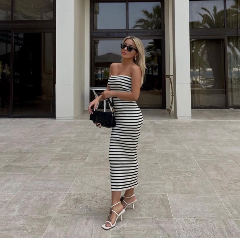 Zara striped tube knit dress